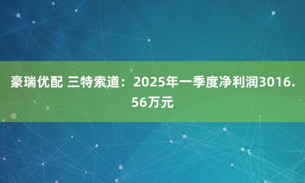 豪瑞优配 三特索道：2025年一季度净利润3016.56万元