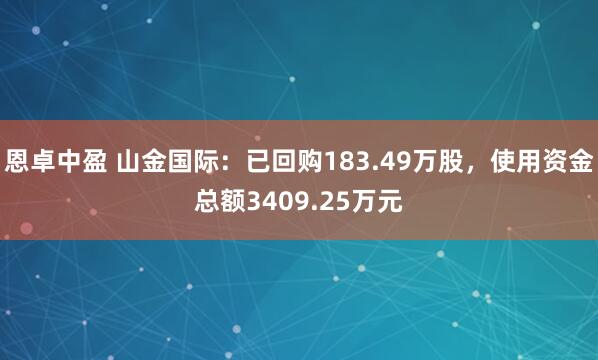 恩卓中盈 山金国际：已回购183.49万股，使用资金总额3409.25万元