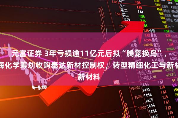 元富证券 3年亏损逾11亿元后拟“腾笼换鸟”，渤海化学筹划收购泰达新材控制权，转型精细化工与新材料
